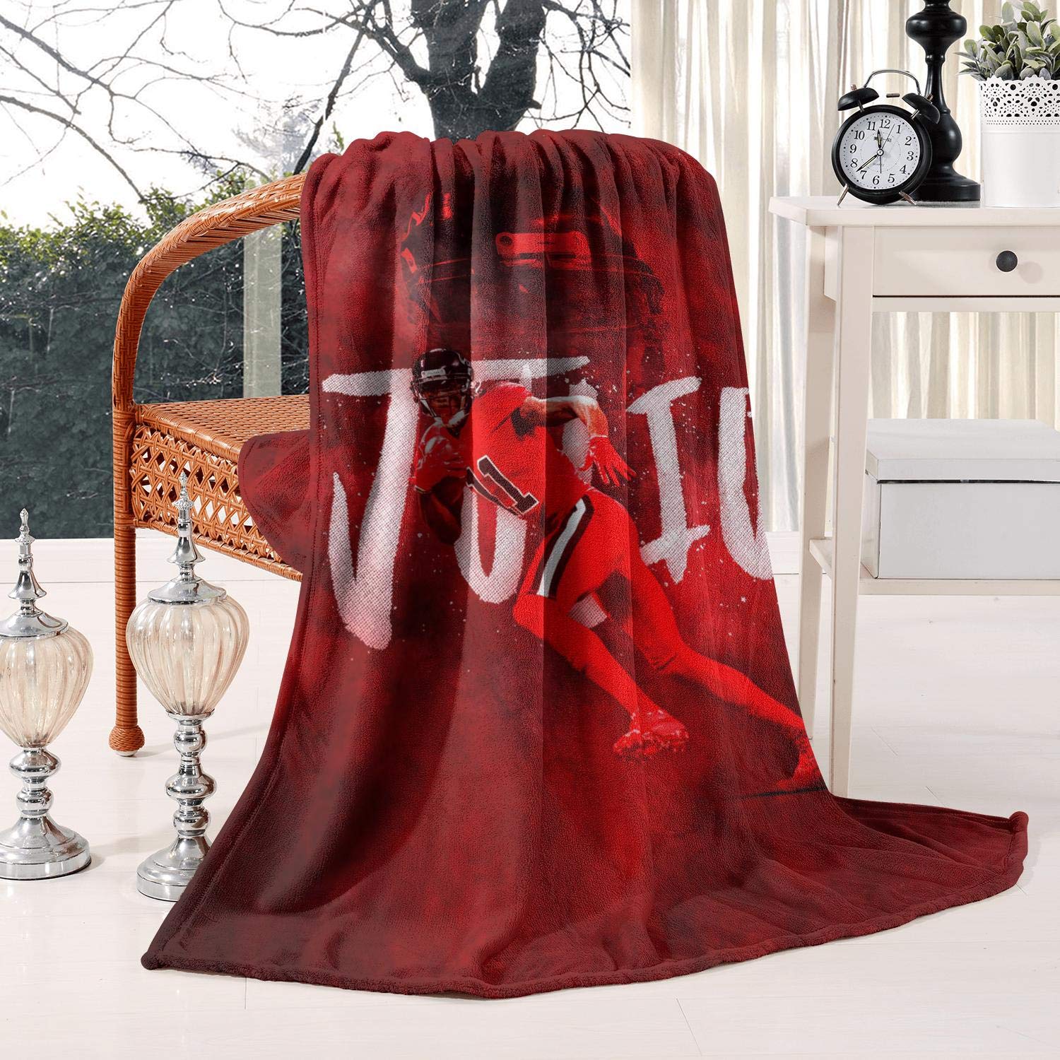 Soft Fleece Blanket 59x79 Inches - All Season Cozy Throw for Couch, Bed & Chair - Red Julio Jones NFL Design - Perfect for Home, Office & Travel Comfort