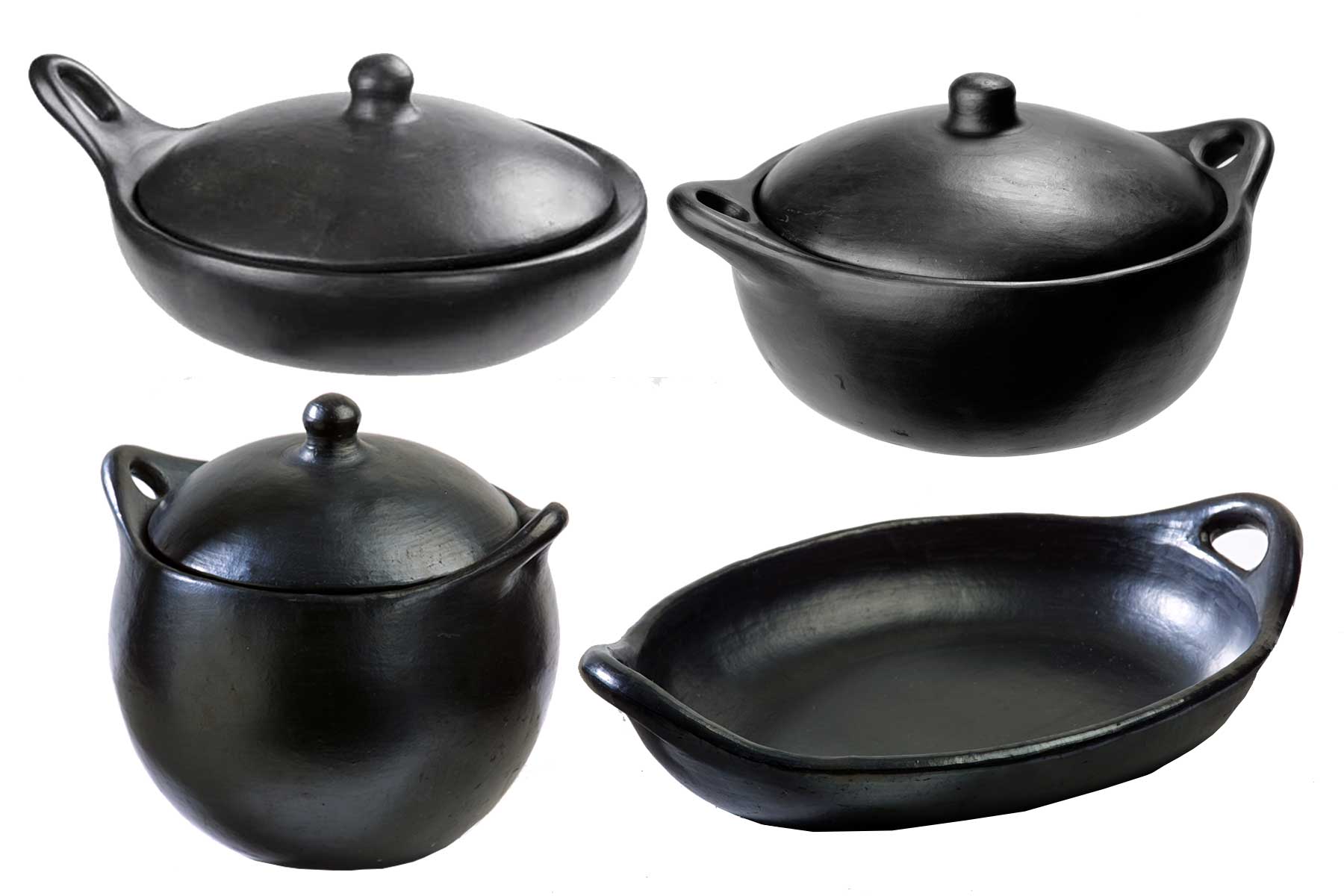 Authentic Chamba Chef's Collection 4-Piece Black Clay Cookware Set - Handmade in Colombia for Braising, Sauteing, Baking - Stovetop & Oven Safe - Perfect for Home Cooking, Gifts & Traditional Latin Cuisine