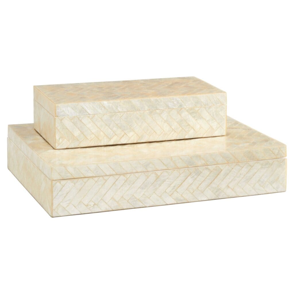 Cyan Design 11683 Triton Rectangle Box - Pearl Finish, Large Size | Elegant Home Decor & Jewelry Storage for Bedroom, Bathroom, or Gift Giving