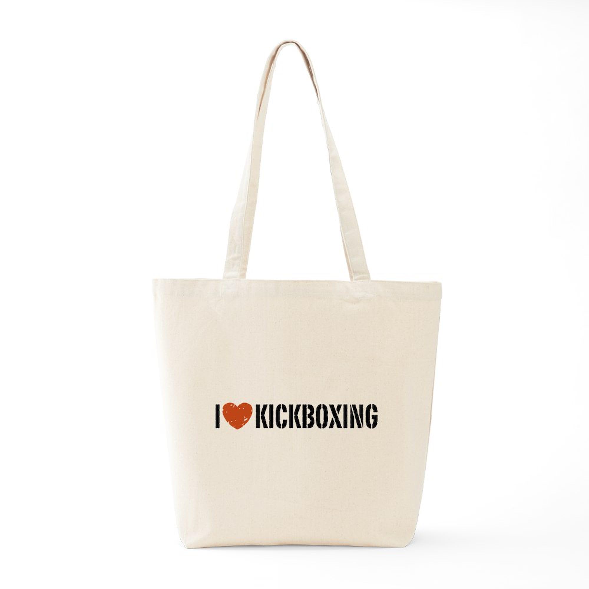I Love Kickboxing Tote Bag - Natural Canvas Reusable Shopping Bag for Gym, Work & Groceries | CafePress