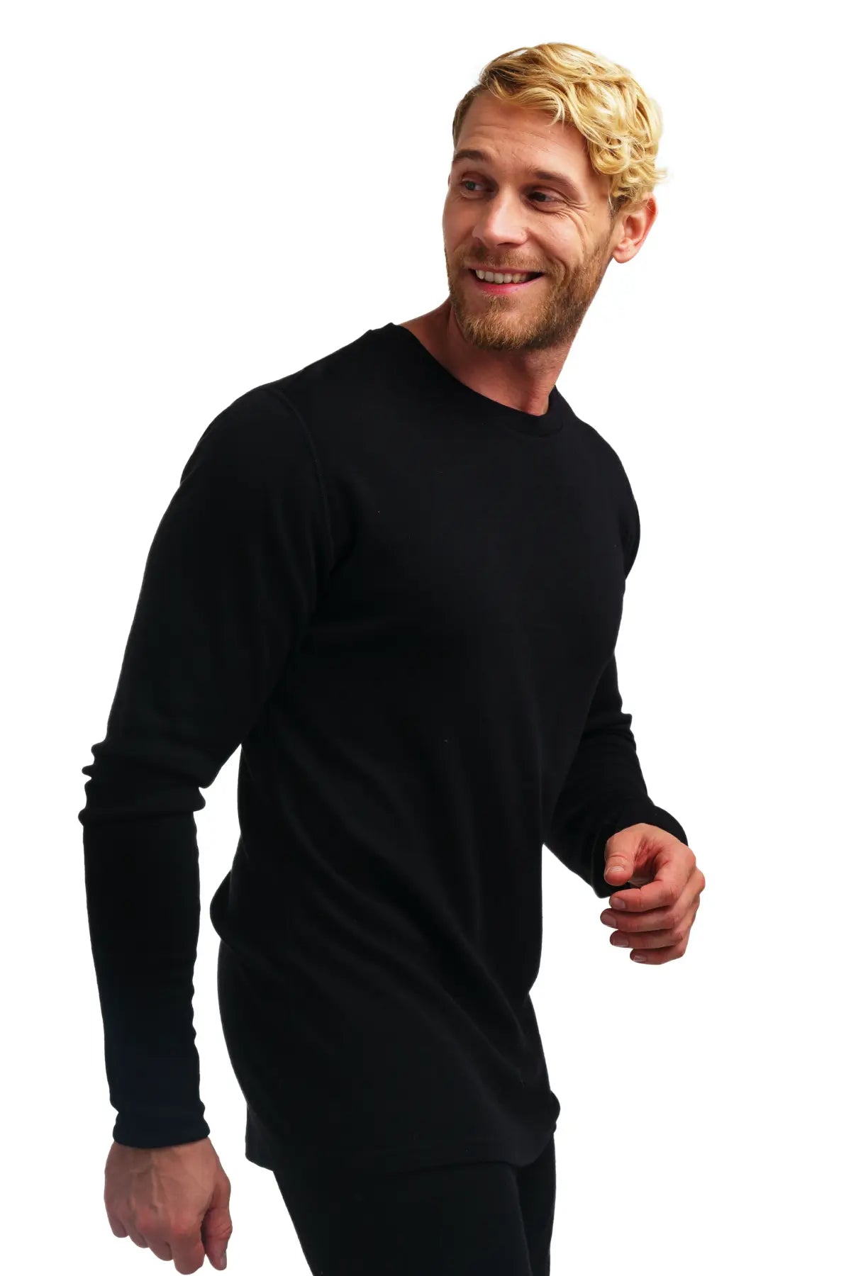 Premium Men's Merino Wool 250 Long Sleeve Base Layer Shirt - Black - Warm & Breathable for Hiking, Skiing & Winter Outdoor Activities