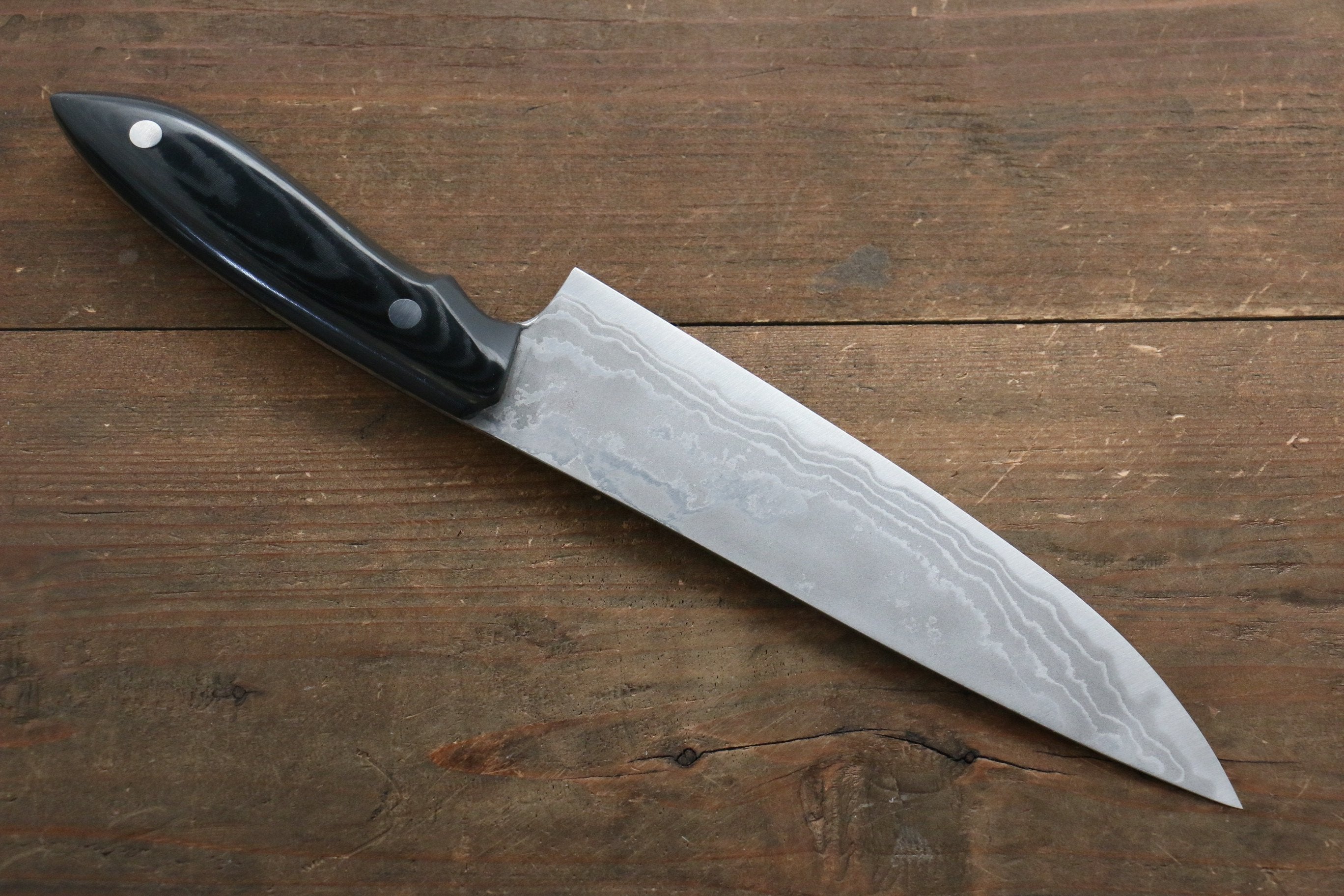Premium Kazuo Nomura White Steel No.2 Damascus Gyuto Chef Knife 180mm with Durable Micarta Handle - Perfect for Sushi, Meat Slicing & Professional Kitchen Use