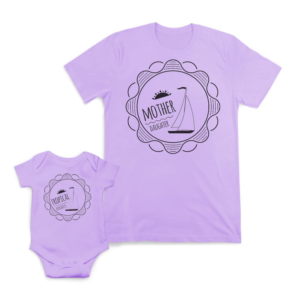 Mom and Baby Matching Outfits - Tropical Paradise Mother Daughter Cotton Set - Perfect for Family Photos, Beach Vacations & Special Occasions
