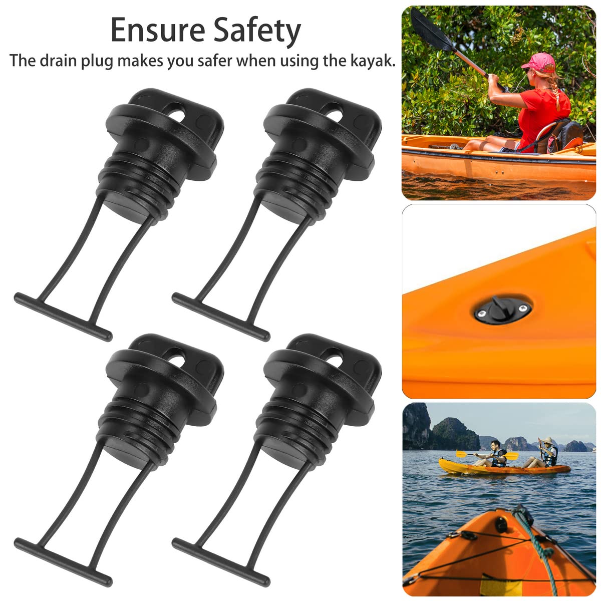 **Universal Nylon Kayak Drain Plugs - Threaded Replacement Plug for Kayak, Dinghy, Canoe & Boat Hull Drain Holes - Waterproof Stopper Accessories for Marine & Outdoor Water Sports**