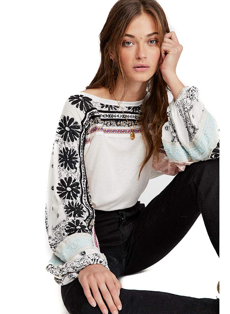 Free People Women's Tripoli Top - Boho Chic Blouse for Summer, Beach & Festival Outfits | Lightweight Loose Fit Casual Shirt for Travel, Vacation & Everyday Wear