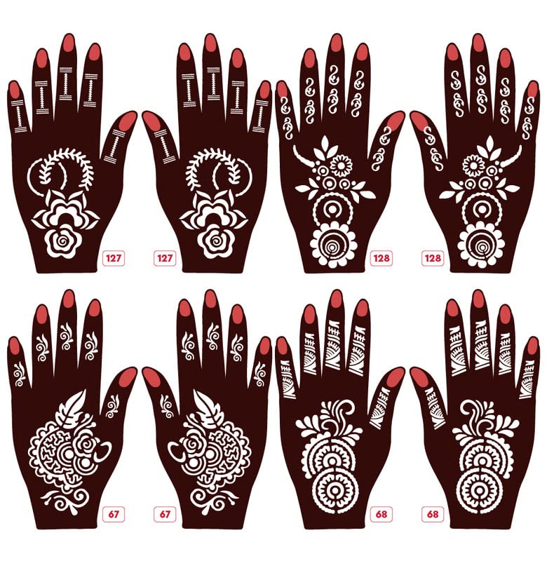 Apcute Henna Stencil Stickers for Hands - Set of 8 Pcs, Easy-to-Use Mehndi Designs for Girls, Women & Kids | Perfect for Weddings, Parties & Festive Occasions