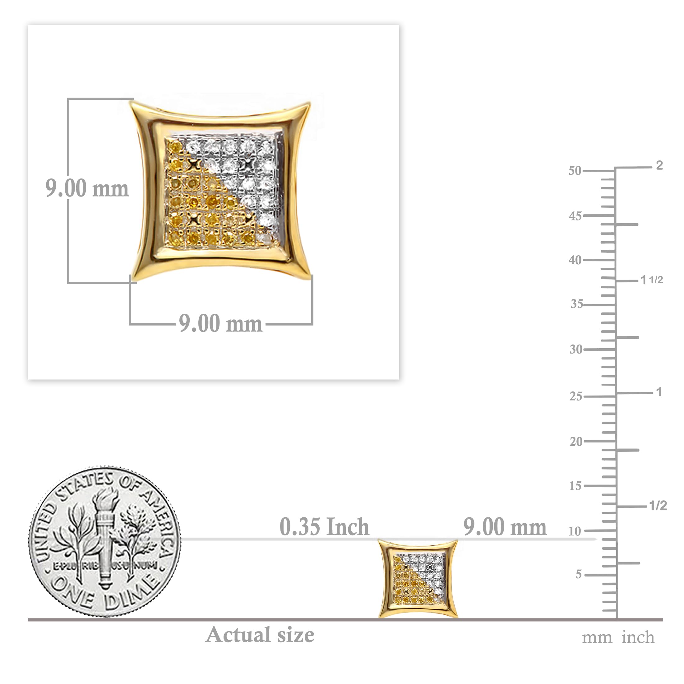 Dazzlingrock 0.08ct Round White & Yellow Diamond Kite Stud Earrings - Micro Pave Setting - Perfect for Weddings, Parties & Special Occasions