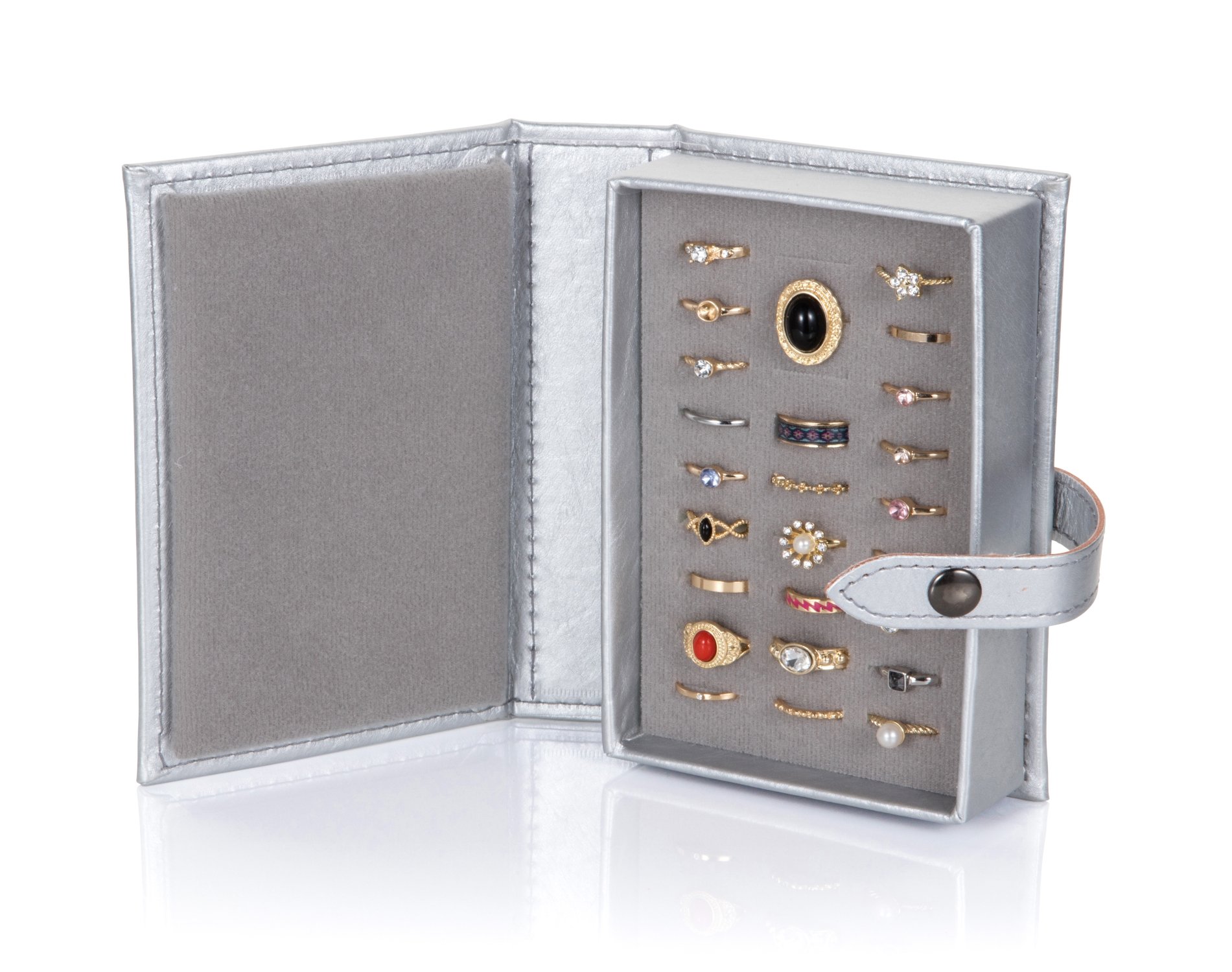 Little Book of Rings Storage Box - Small Silver Jewelry Organizer for Rings, Earrings & Necklaces | Perfect for Travel, Home & Gift