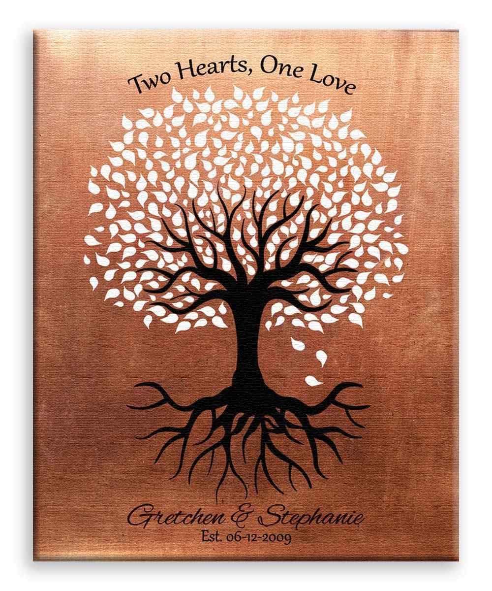 Personalized 11x14 Mounted Canvas Art Print for Same Sex Marriage - Minimalist Tree Design, Custom Gay Couple Gift with Gift Wrapping LTC-C1418 | Perfect for Wedding, Anniversary & Home Decor