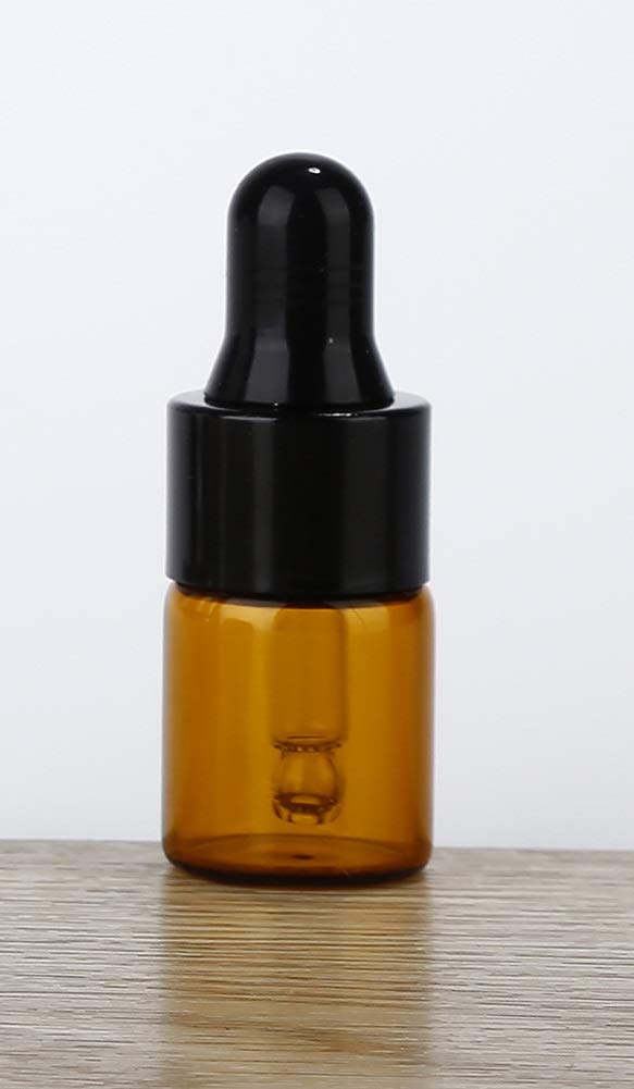 30Pcs 2ml Amber Glass Dropper Bottles - Empty Essential Oil Sample Vials with Glass Eye Droppers & Black Caps - Perfect for DIY Perfume, Aromatherapy, Skincare and Cosmetic Storage (2ml)
