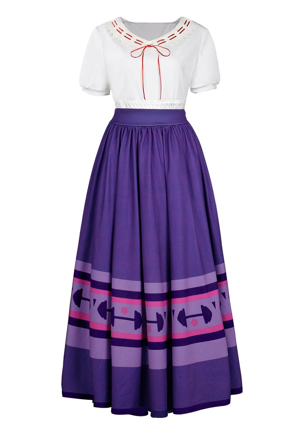 Pacreck Women's Isabella Cosplay Dress - Madrigal Short Sleeve Pink Floral Costume Outfit for Adults | Perfect for Halloween, Cosplay Parties & Themed Events