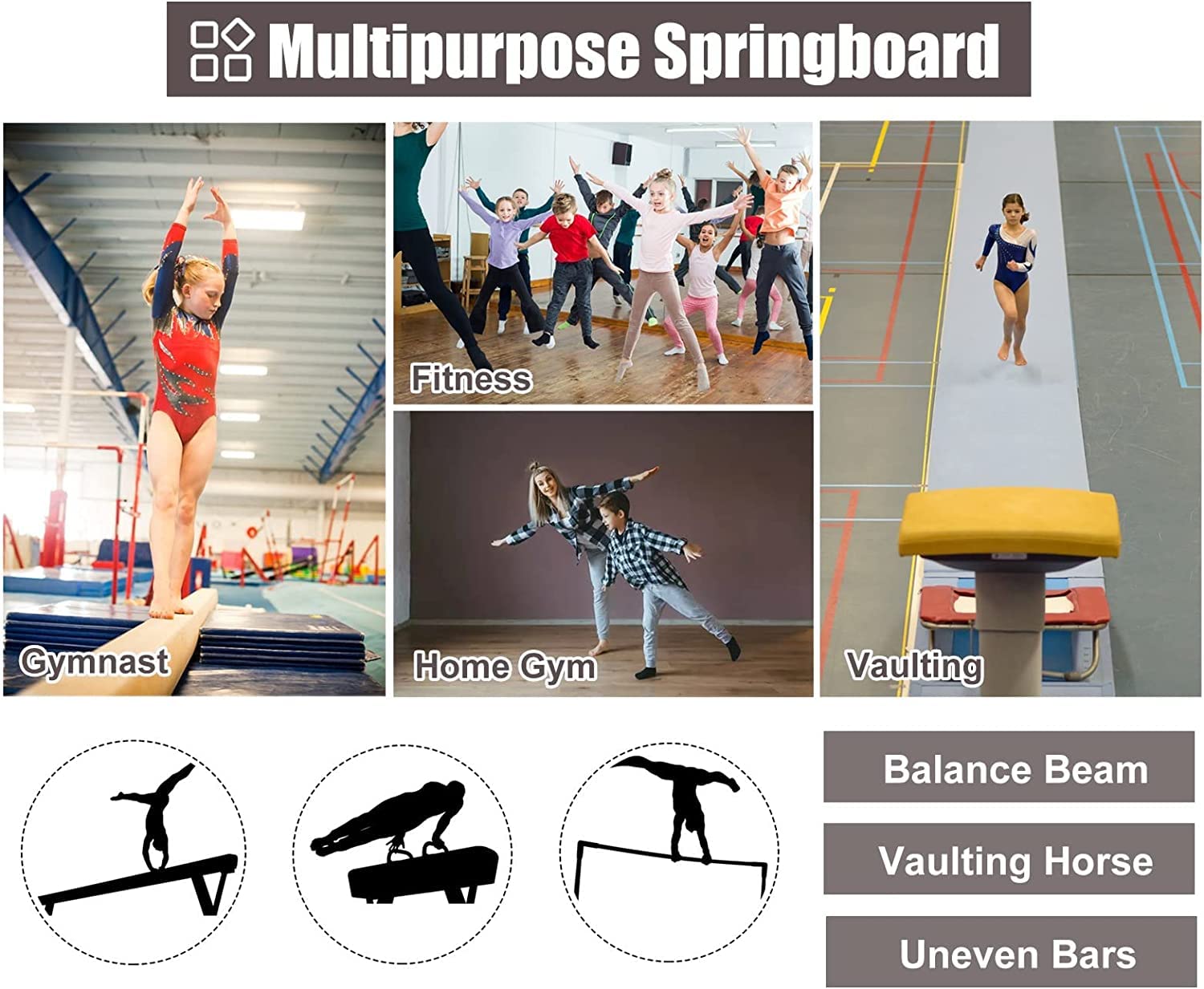 Kids & Junior Gymnastics Springboard - Anti-Skid Felt Surface with Thick Durable Spring (Red/Green) - Perfect for Home Training, Gym Practice & Tumbling Exercises