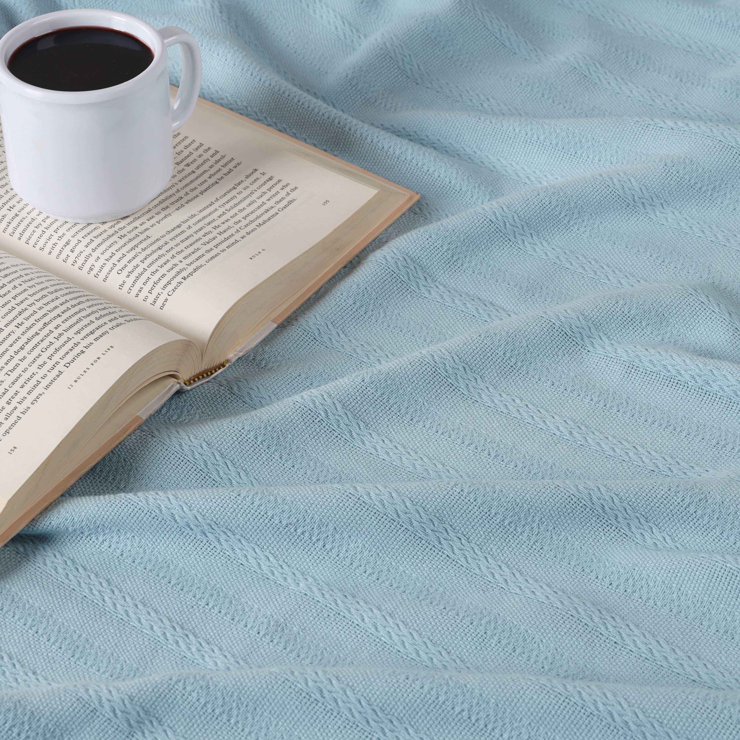 Soft Clara Cotton Textured Striped Lightweight Woven Blanket - Perfect for Sofa, Bed & Outdoor Picnics