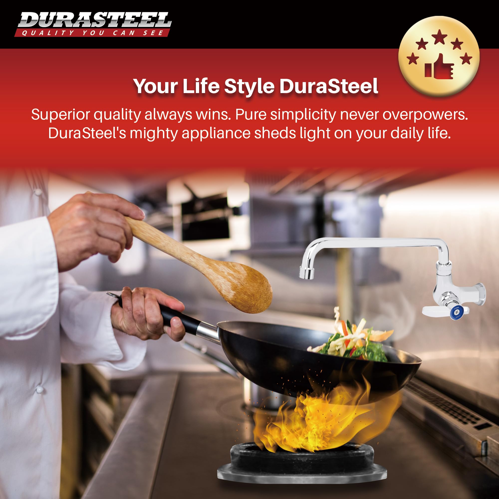 DuraSteel Commercial Kitchen Wok Range Faucet - 14