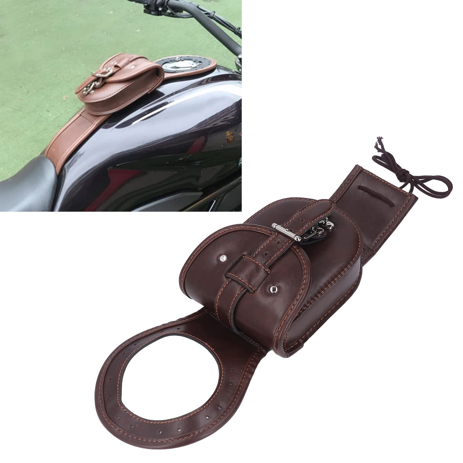 OUKENS Waterproof Motorcycle Tank Bag - Genuine Leather Brown Vest Bag for Benelli Leoncino 500 BJ500 | Perfect for Commuting, Touring & Adventure Riding