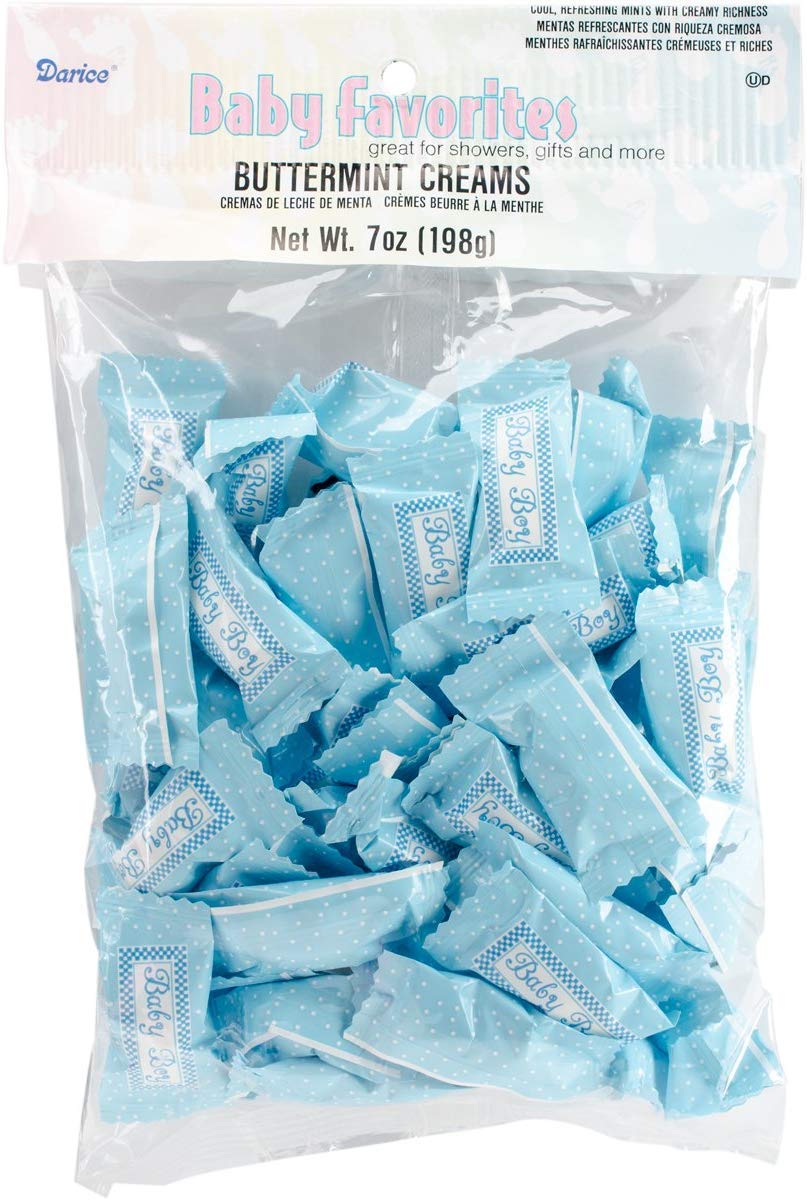 Darice Individually Wrapped Buttermints - 50-Piece Baby Boy Mints with Blue Wrappers | Delicious Candy for Baby Showers, Gender Reveal Parties & Wedding Favors | Perfect Party Favor for Special Occasions
