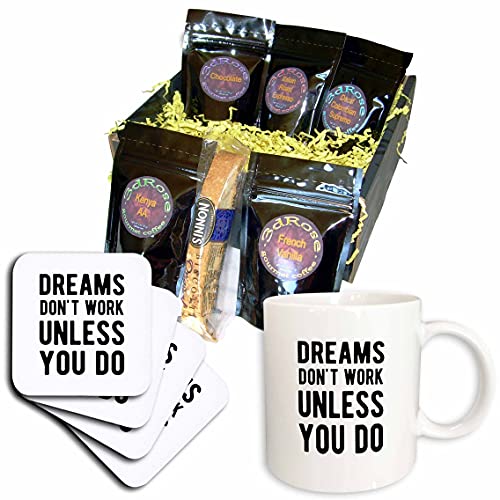 3dRose 'Dreams Don't Work Unless You Do' Motivational Coffee Mug - Bold Black Lettering Inspirational Gift for Office, Home & College - Perfect for Coffee Lovers, Coworkers & Students