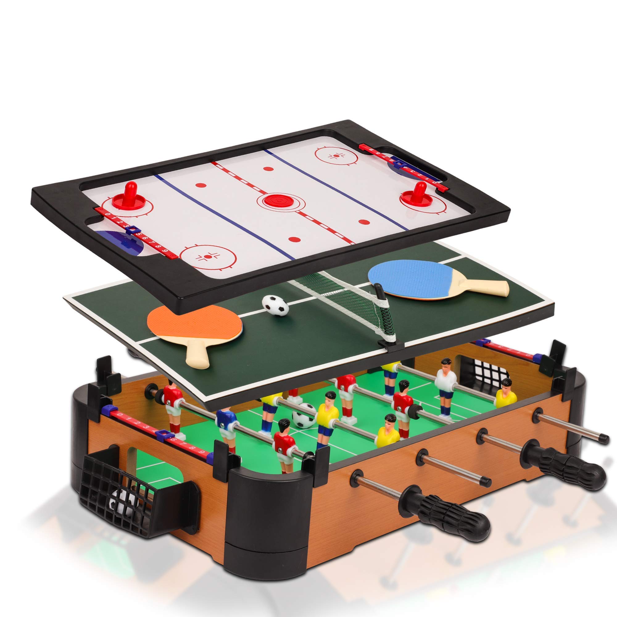 Mini Hockey Table Game for Kids - Fun Arcade Air Hockey Tabletop Game for Boys & Girls Ages 3+, Perfect Birthday Gift & Indoor Family Game Night Activity