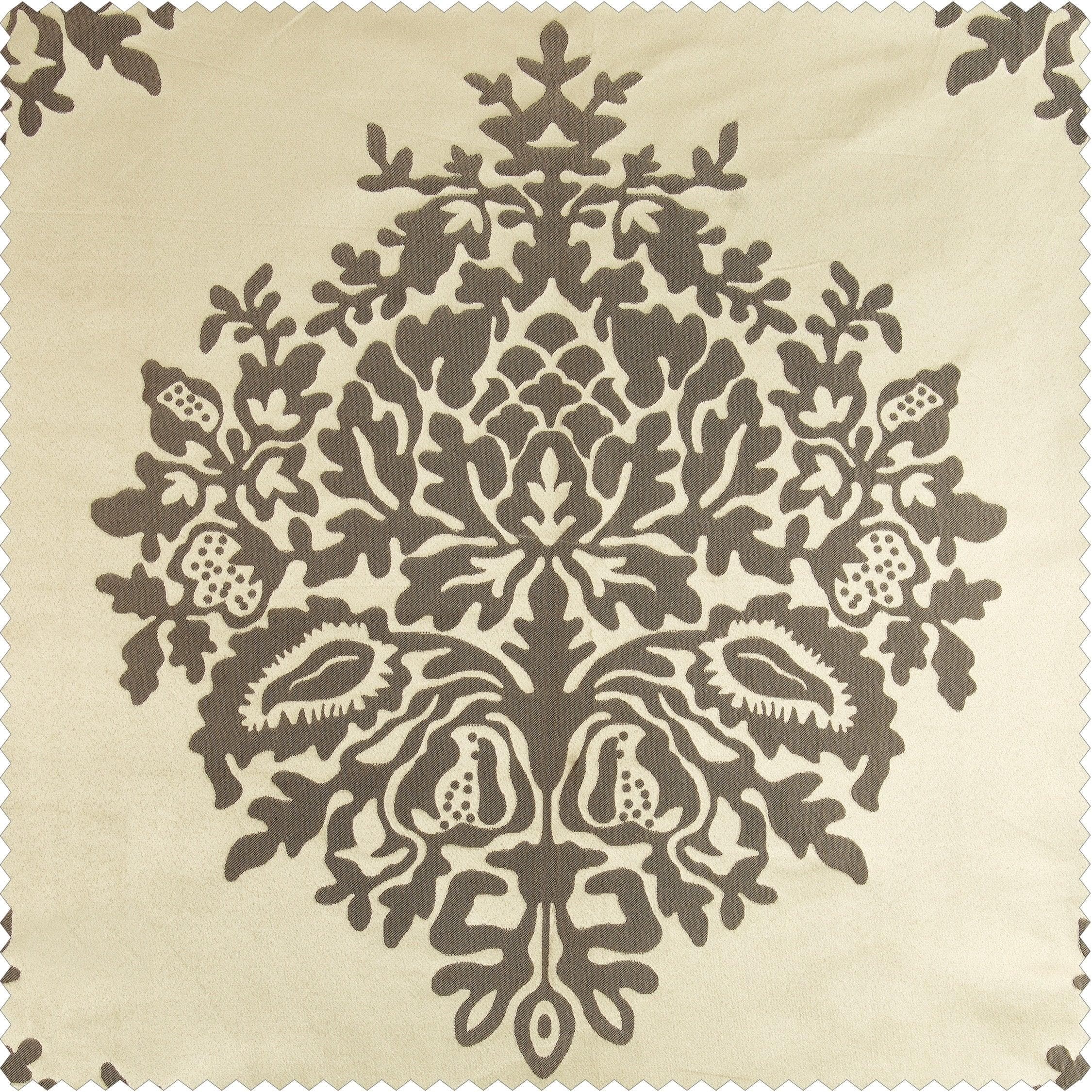 Ellaria Silver & Ivory Damask Faux Silk Jacquard Fabric Swatch - Premium Upholstery & Drapery Material for Home Decor, Wedding Backdrops, and DIY Craft Projects