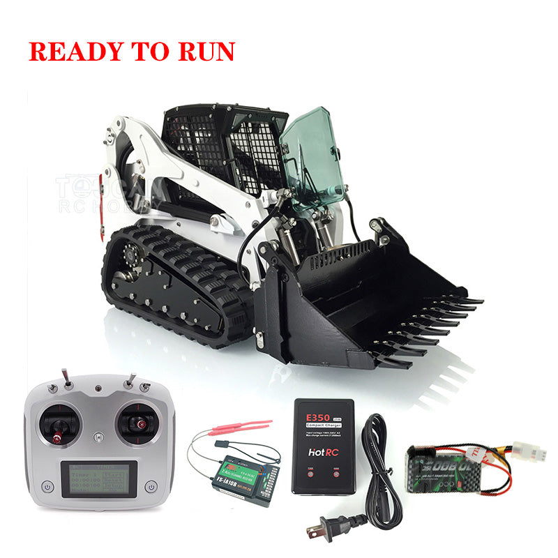 Customized LESU 1:14 Scale RC Hydraulic Aoue LT5 Tracked Skid Steer Loader - Metal RTR Model with Fork, Bucket, Sieve Bucket, Gripper Clamp & Trailer Upgrade Parts - Perfect for Construction Simulation, RC Hobbyists & Collectors