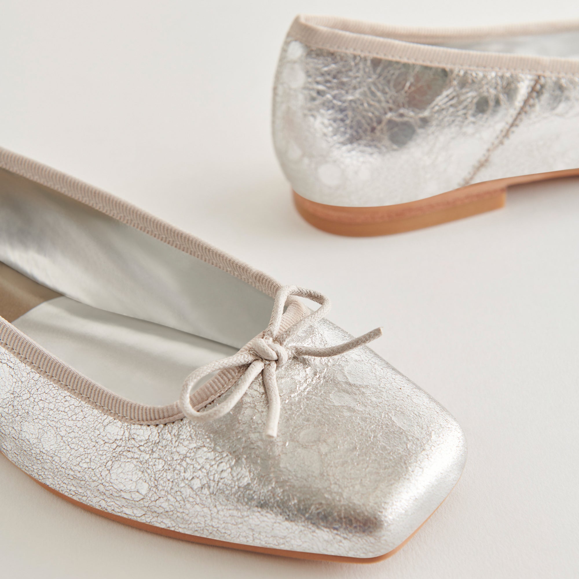 ANISA Ballet Flats for Women - Silver Distressed Leather Comfortable Shoes - Perfect for Casual Wear, Office & Dancing