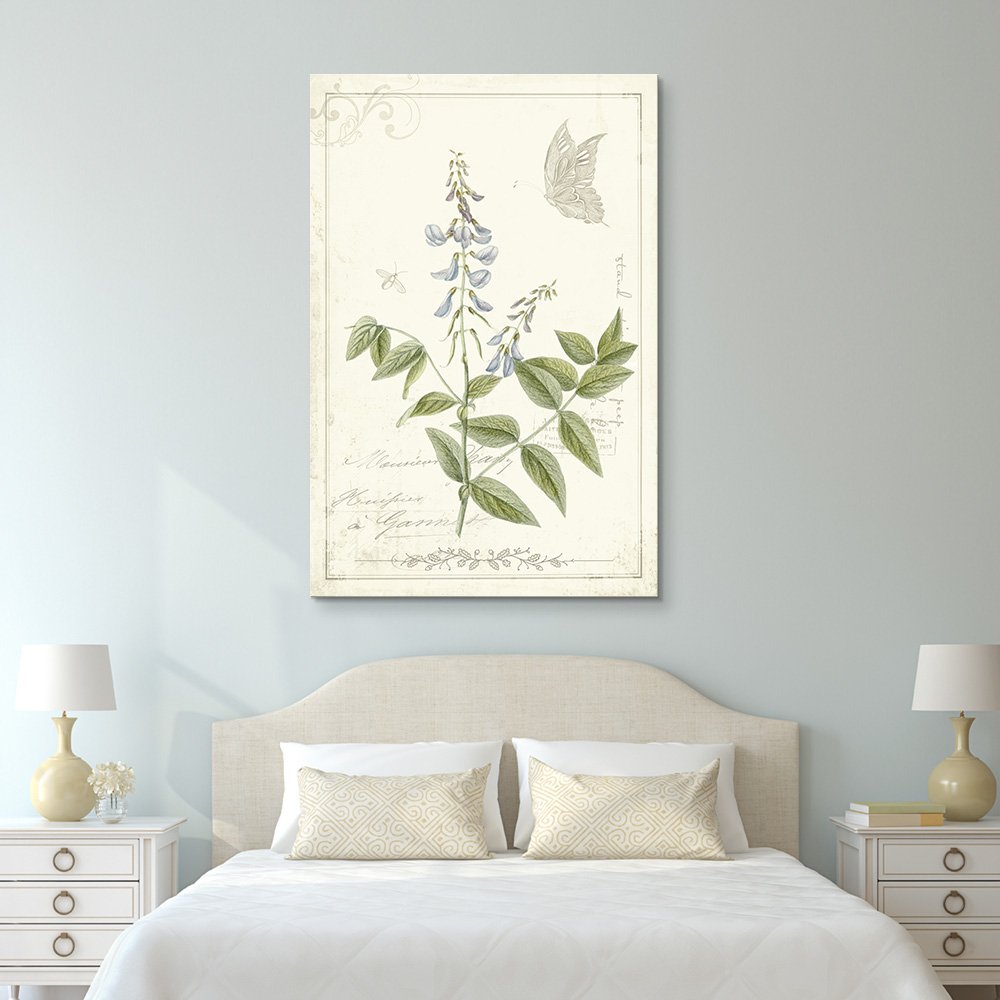 Vintage Style Flower and Butterfly Canvas Wall Art - 24x36 Inches Giclee Print Gallery Wrap - Modern Home Decor Ready to Hang - Perfect for Living Room, Bedroom & Office Decorations
