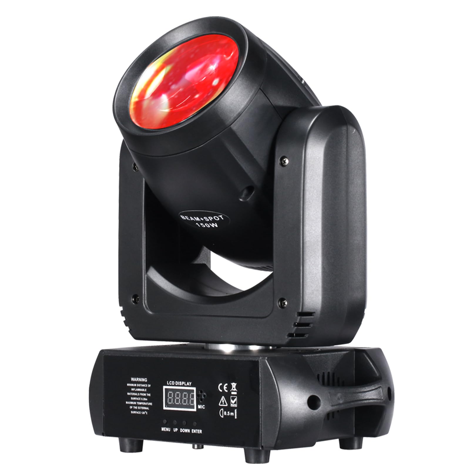 150W LED Moving Head Light - Beam, Spot, Wash, GOBO, 18-Face Roto Prism - Super Bright DJ Disco Stage Lighting for Clubs, Concerts & Events (Professional 150W Beam Moving Head)