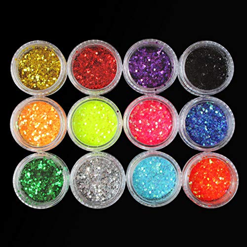 Premium Nail Art Sequins & Glitter Flakes for Manicure - 12 Pack | DIY Nail Decoration for Parties, Weddings & Special Occasions
