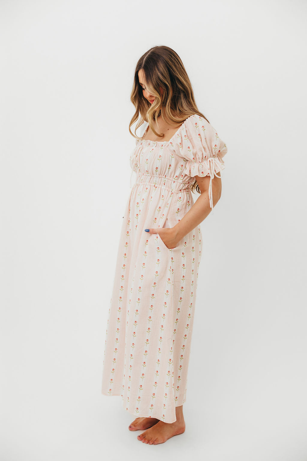 Savanna Steppe 100% Cotton Maternity Dress in Pink Rose - Bump Friendly & Inclusive Sizing (S-XL) - Perfect for Pregnancy, Nursing, and Casual Wear