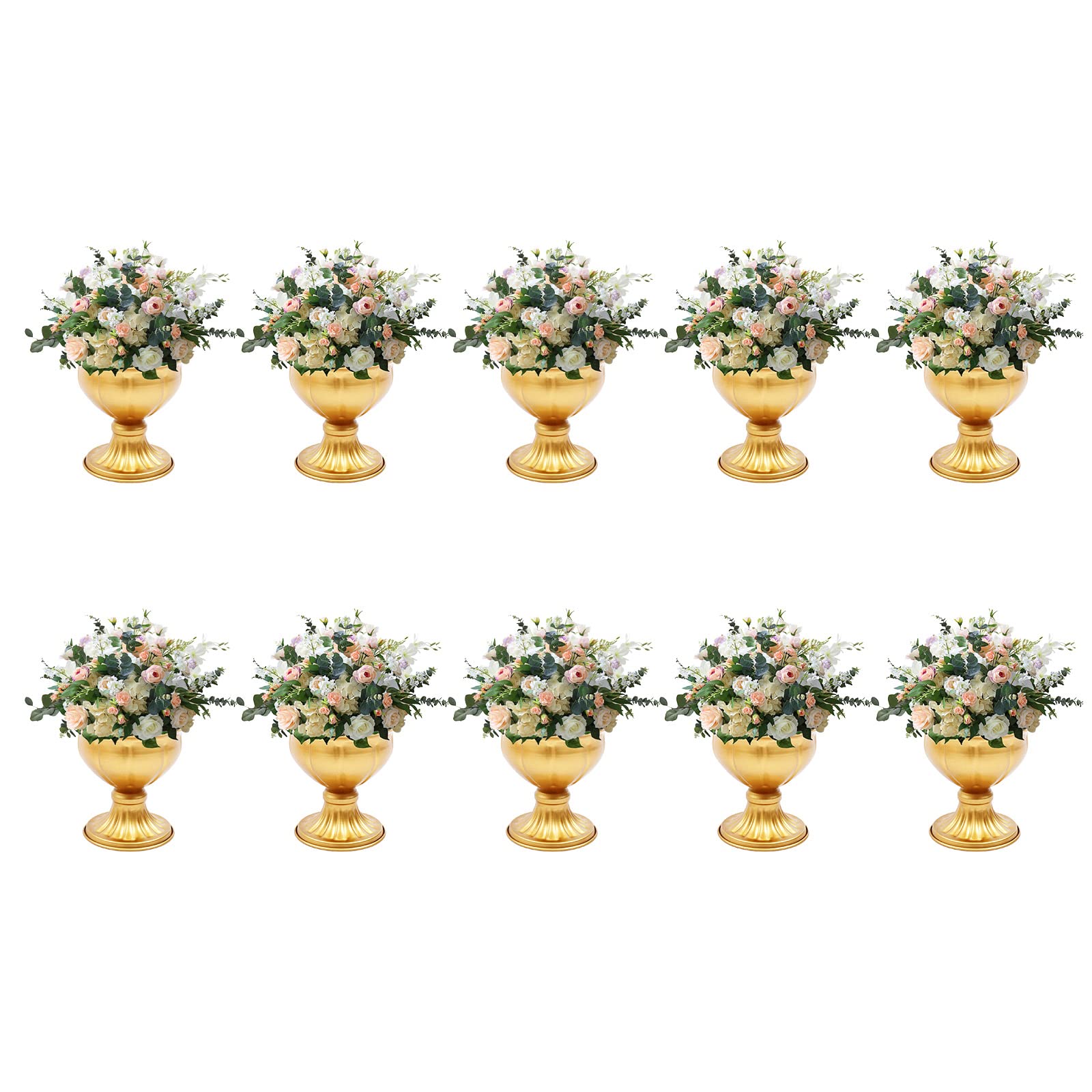 10 Pack Gold Flower Vases - Elegant Wedding Table Centerpieces, Reception & Birthday Party Decor, Mini Plant Pots for Home, Office, and Event Decorations