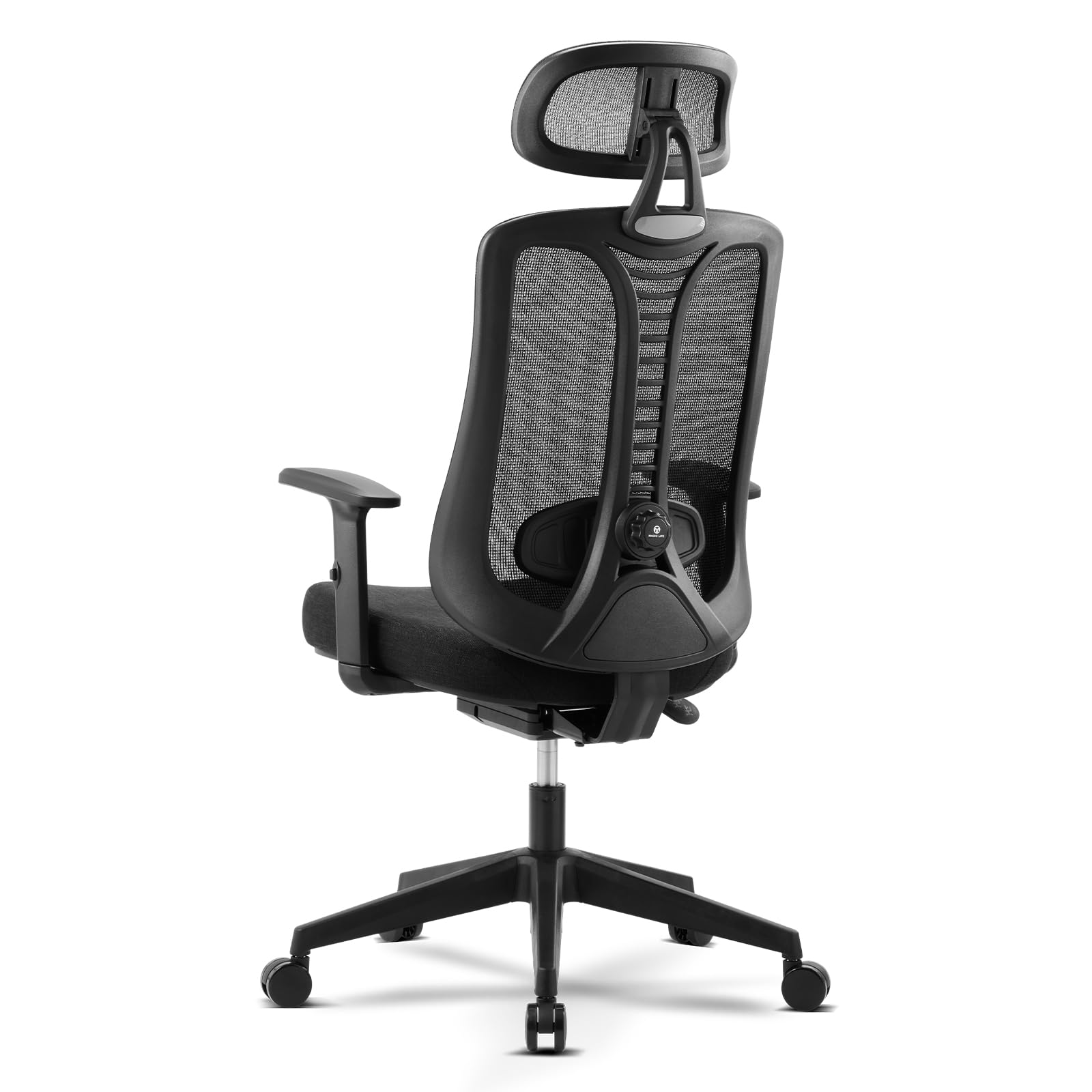 Magic Life Ergonomic Office Chair with 90° Flip-Up Arms, Adjustable Lumbar Support & 360° Swivel - Height Adjustable Computer Desk Chair for Home & Office (130 x 50 cm) - Perfect for Long Work Hours, Gaming & Remote Work