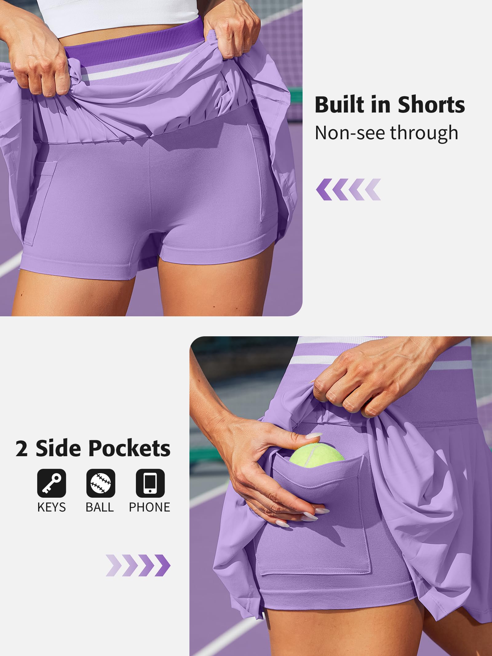 ATTRACO Women's 2-Piece Tennis Dress Set - High Waisted Pleated Skirt & Seamless Colorblock Top | Golf & Tennis Outfit for Women | Perfect for Court Matches, Club Tournaments & Casual Sports Wear