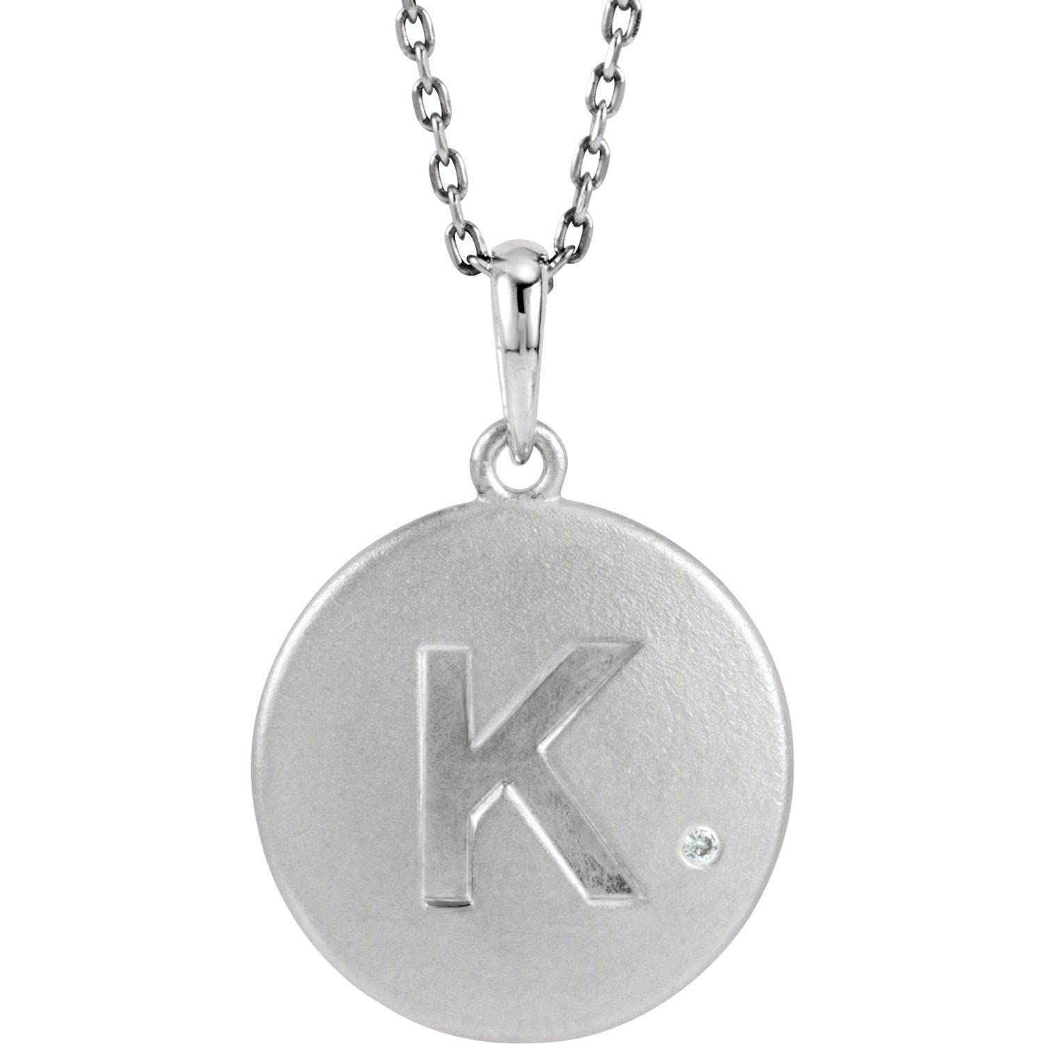 Sterling Silver 0.005 CTW Diamond Initial Pendant Necklace - 18