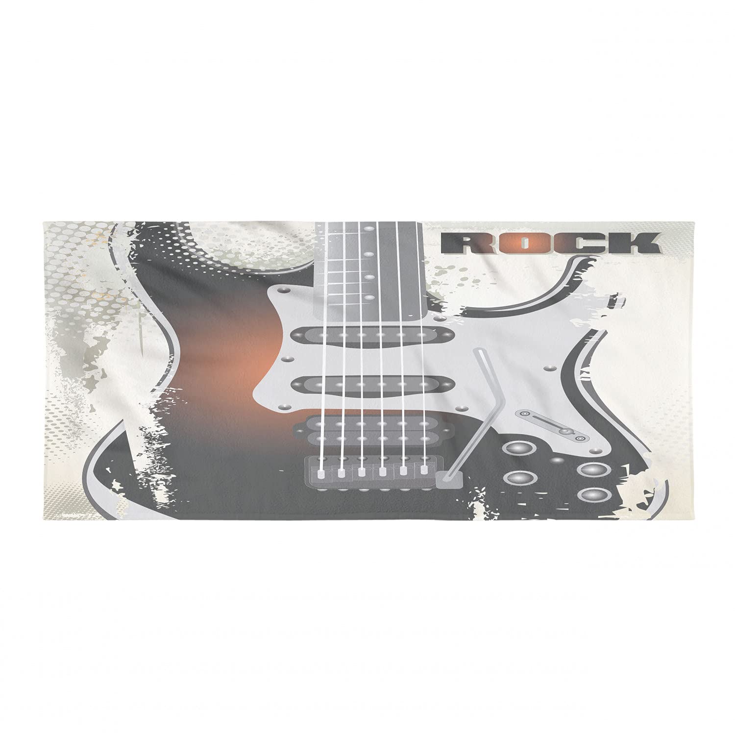 Ambesonne Rock Music Sports Towel - Vintage Guitar Design with Retro Halftone Background | Soft, Lightweight & Ultra Absorbent Microfiber | Perfect for Beach, Yoga, Gym & Outdoor Activities | Multicolor