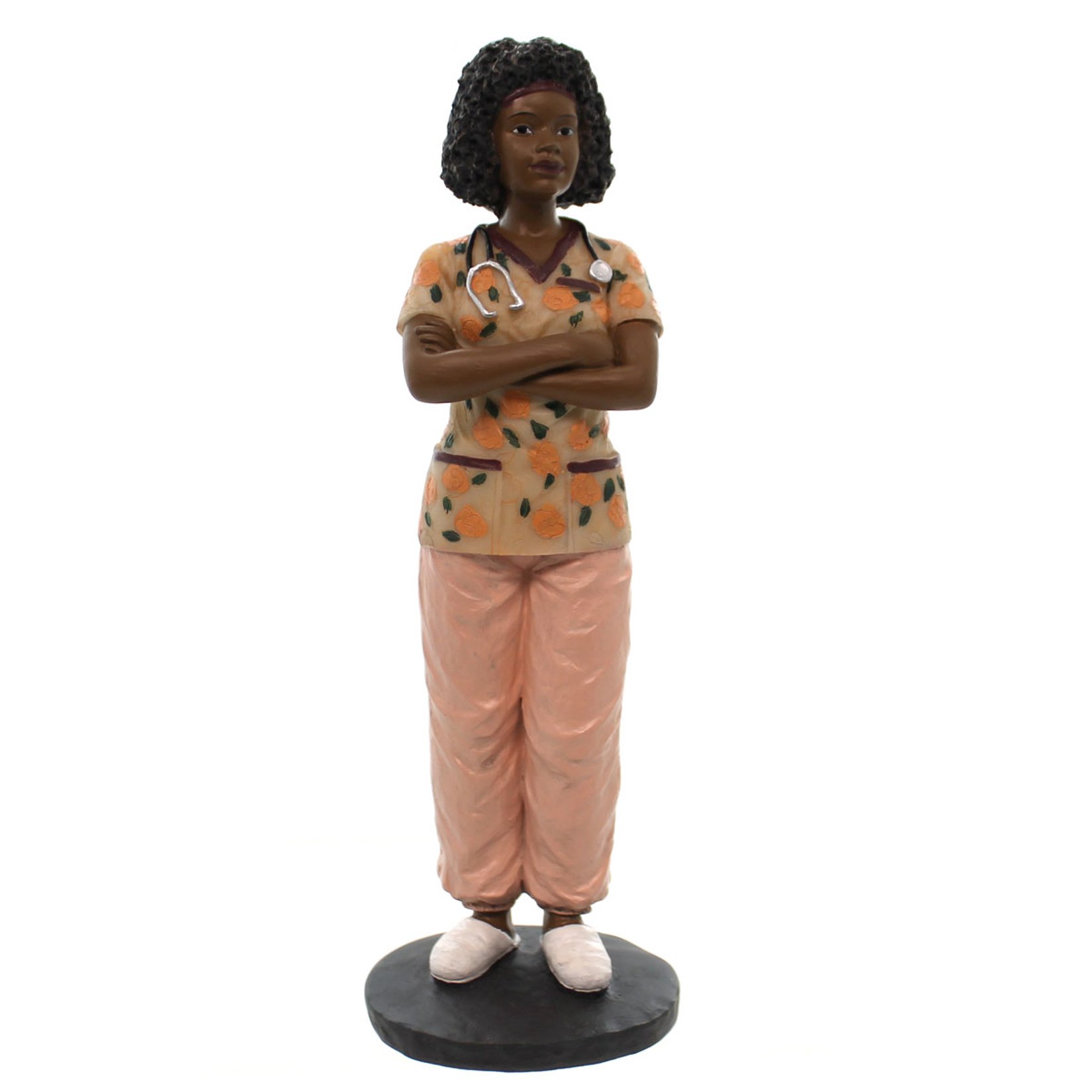 Ebony Treasures Professional Black Female Nurse Collectible Figurine - 8.5 Inch Tall Handcrafted Statue for Home Decor, Office Display & Gift for Medical Professionals