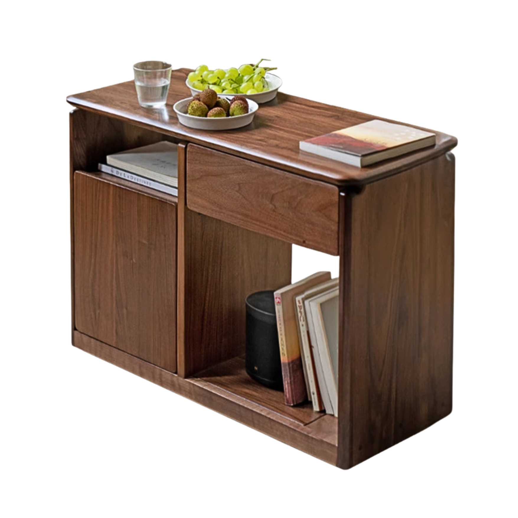 23.6x15.8x22.1 inch/ 60x40x56сm/ Rich Dark Walnut color/ Black walnut solid wood side cabinet