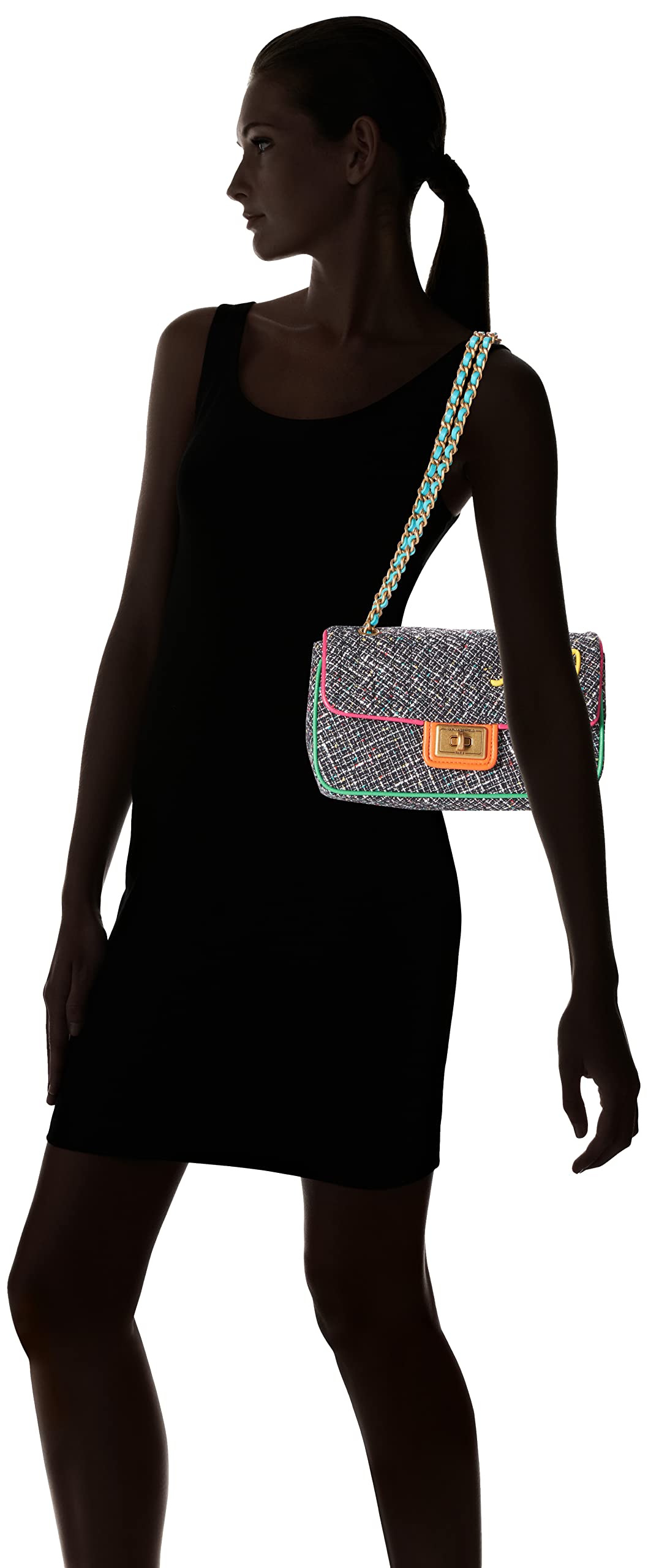 KARL LAGERFELD PARIS Agyness Leather Shoulder Bag for Women - Fashion Designer Handbag Purse for Daily Use, Work & Evening Out