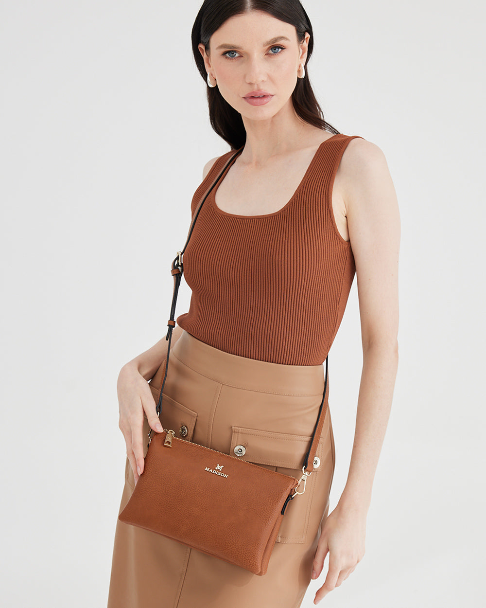 Avery 3 Compartment Crossbody Bag with Adjustable Monogram Strap - Stylish Hands-Free Purse for Women, Travel, Shopping & Everyday Use