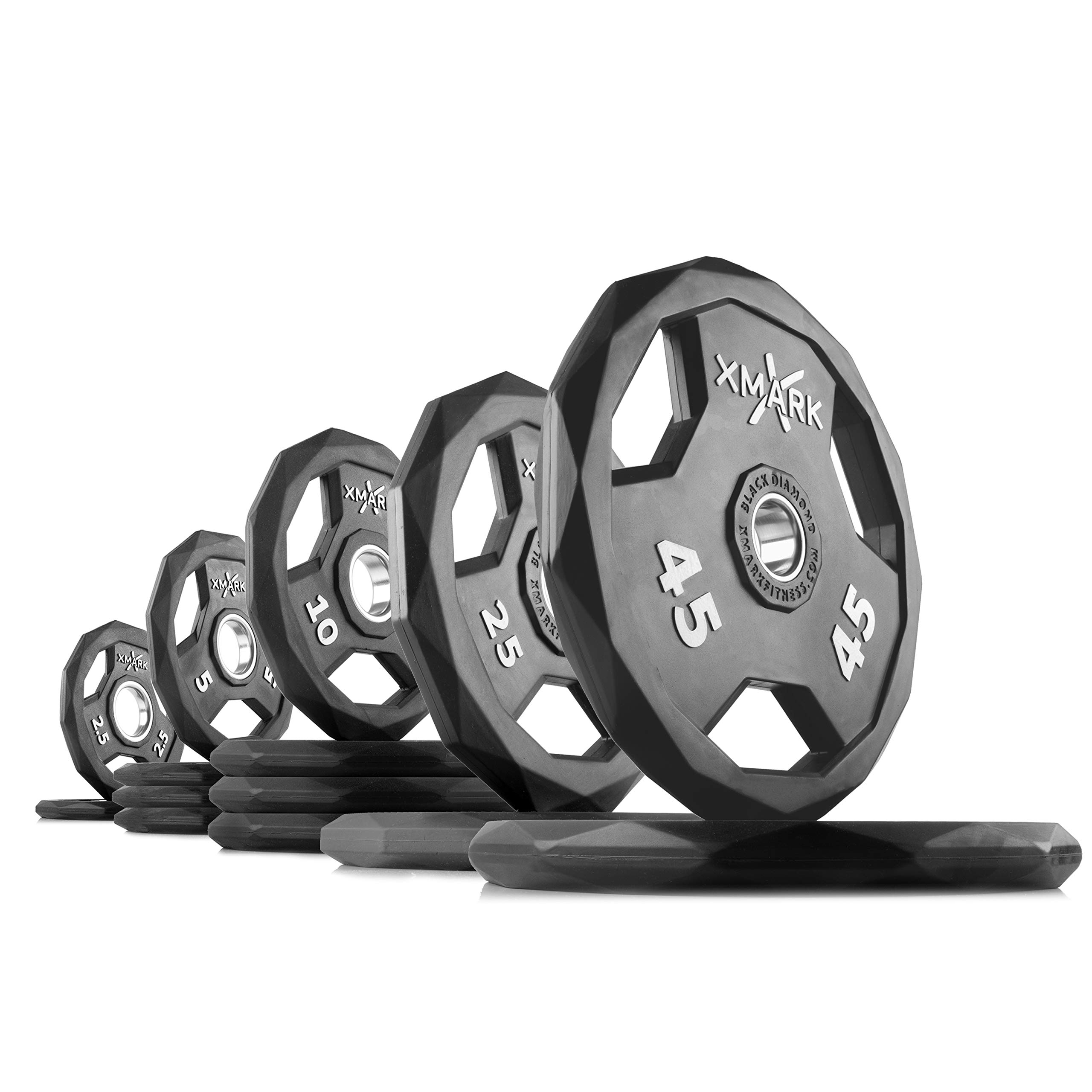 XMark Olympic Weight Set with 7' Olympic Barbell Bar - 300LB Black Diamond Weight Plates for Strength Training & Home Gym Workouts - Perfect for Powerlifting, CrossFit & Bodybuilding