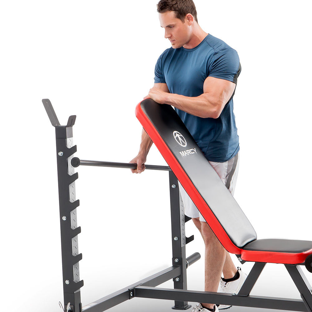 Marcy MWB-5146 Multi-Position Olympic Weight Bench for Home Gym - Adjustable Incline, Decline & Flat Workout Bench for Strength Training, Bodybuilding & Fitness - Perfect for Small Spaces & Home Workouts