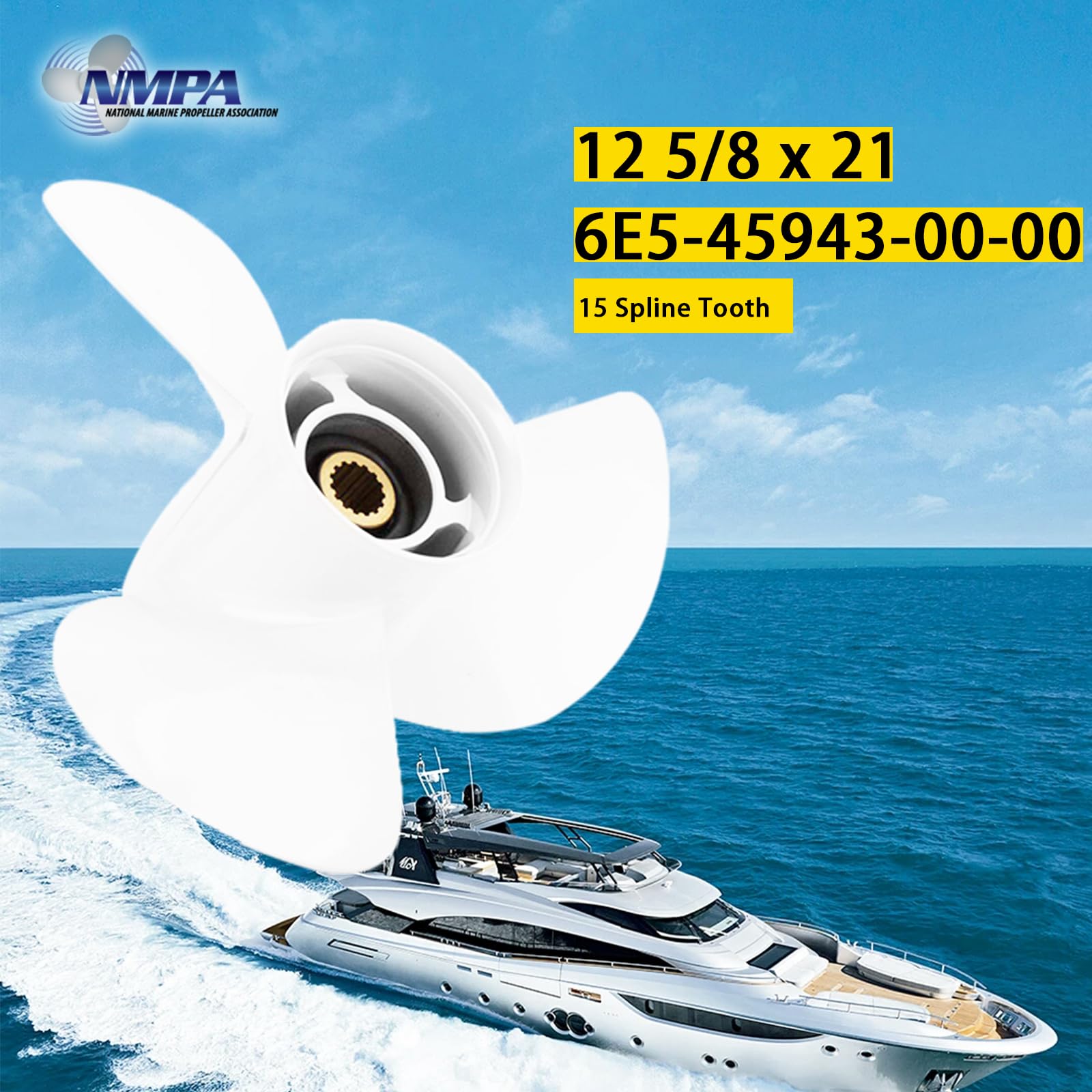 VIF Aluminum Boat Propeller for Yamaha 60HP-130HP Outboard Engines - 15 Tooth RH - Perfect for Fishing, Boating & Water Sports