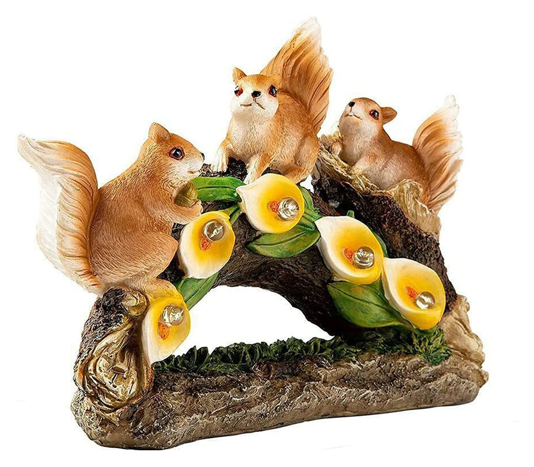 ACCDUER Solar LED Garden Squirrel Statue - Waterproof Resin Outdoor Decor with Auto On/Off - Perfect for Lawn, Yard, Patio & Landscape Lighting Decoration | Great Gift for Garden Lovers