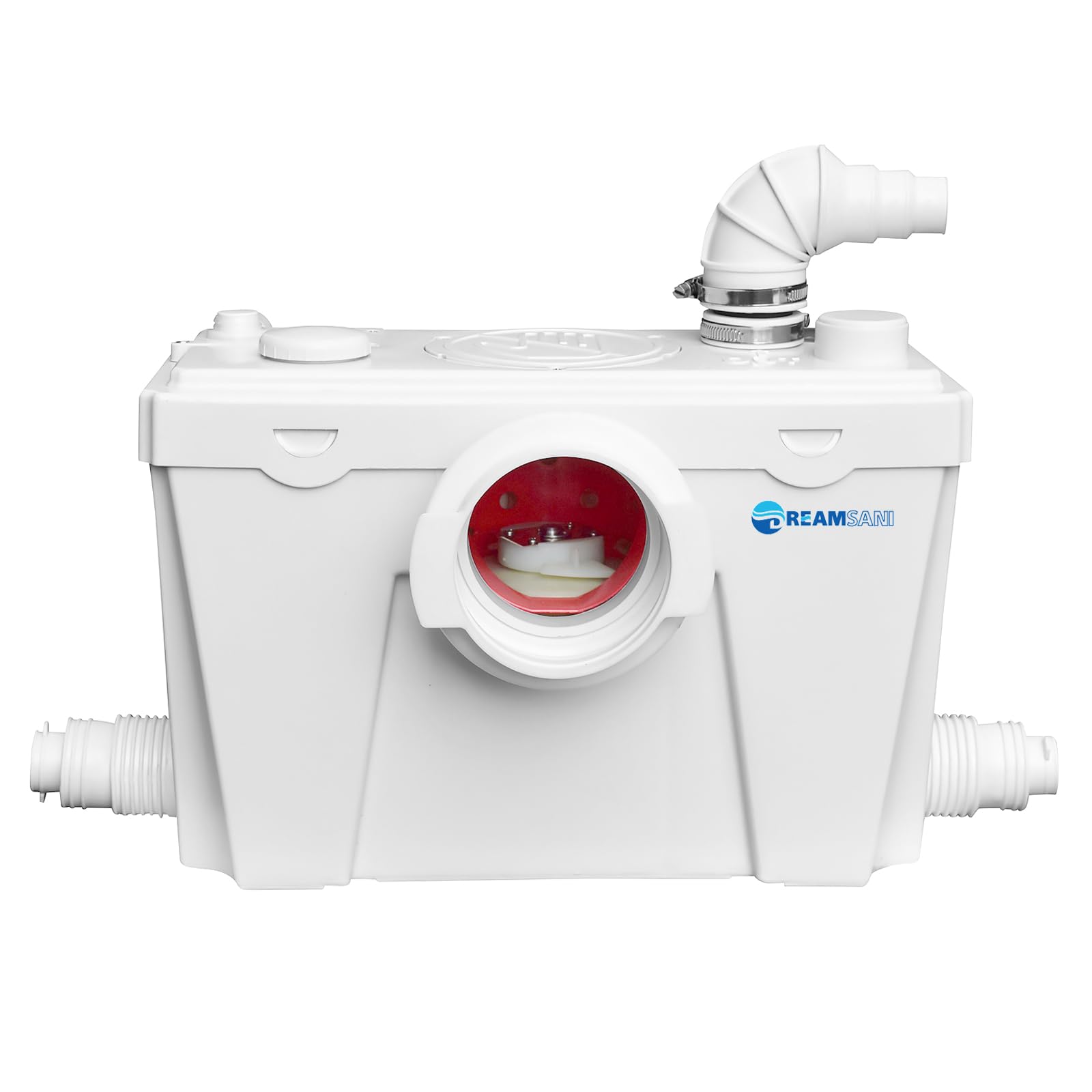500W Macerator Pump for Macerating Toilet Sewage System - Heavy Duty Waste Water Disposal Pump with 4 Water Inlets for Bathroom, Sink & Domestic Use - Perfect for RV, Marine & Residential Waste Management