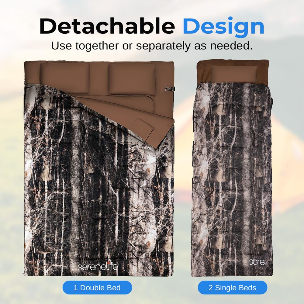 Double Sleeping Bag for Camping & Backpacking - Lightweight, Waterproof & Warm for 2 Persons - Perfect for Couples, Hiking & Outdoor Adventures