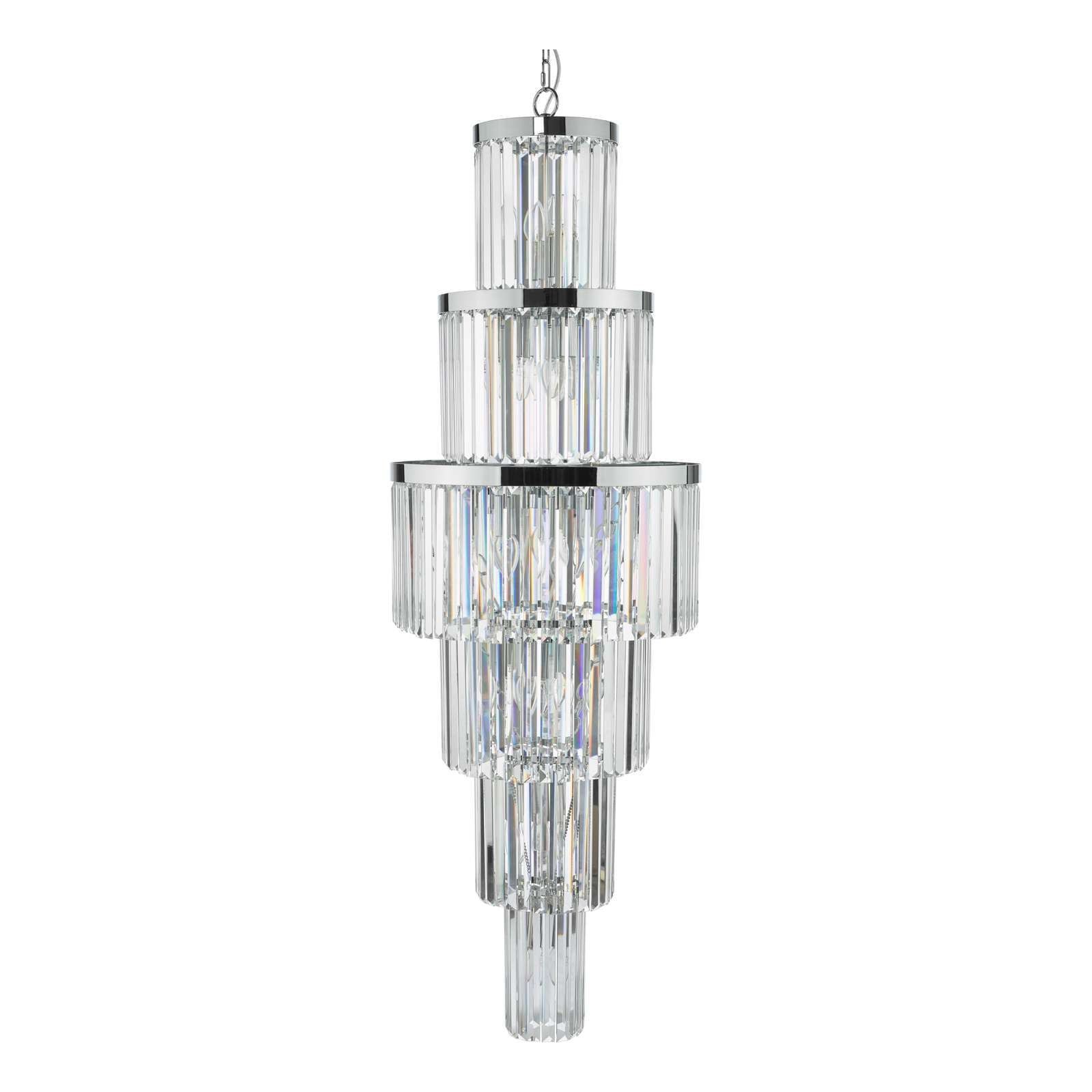 28Lt Crystal Chandelier Ceiling Light - Polished Chrome Finish, IP20 Rated for Living Room, Dining Room & Bedroom Elegant Lighting