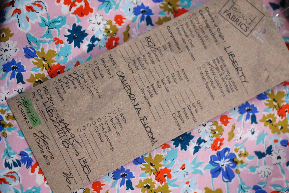 California Bloom Pink Tana Lawn - Lightweight Cotton Fabric for Dresses, Skirts & Blouses - Perfect for Summer Fashion & DIY Sewing Projects