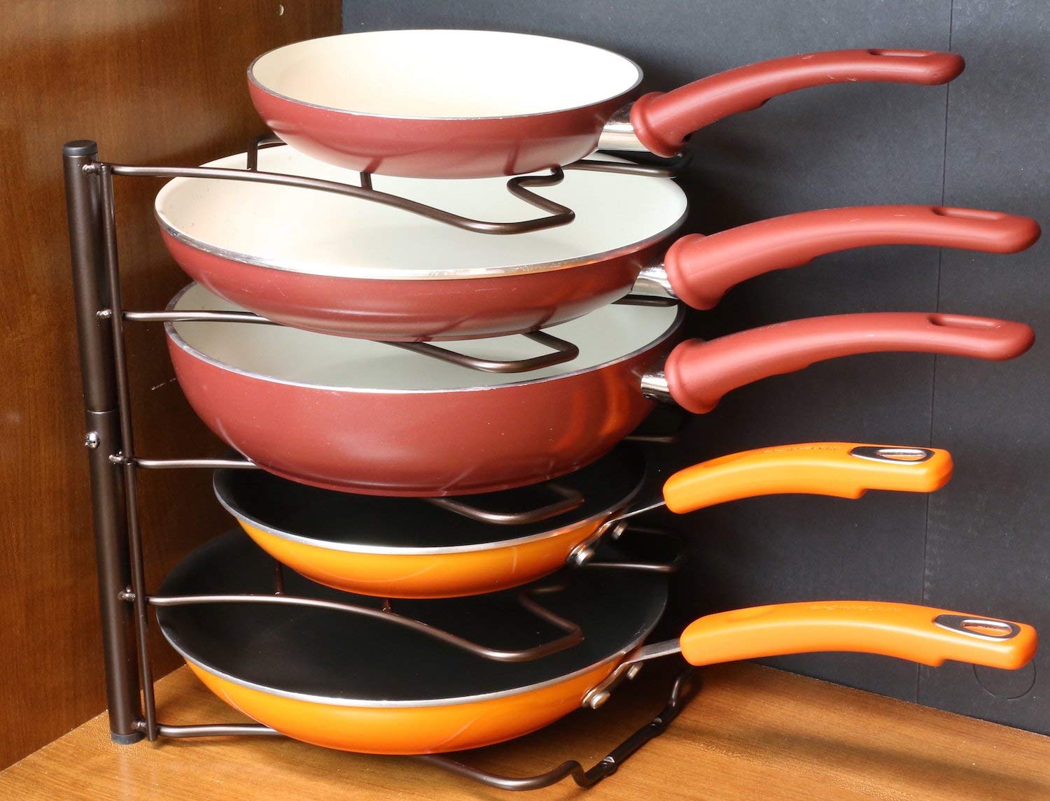 Deco Brothers Bronze Pan Organizer Rack - Space Saving Kitchen Cabinet & Countertop Storage for Pots, Pans & Lids - Perfect for Small Kitchens, RVs & Organized Cooking Spaces