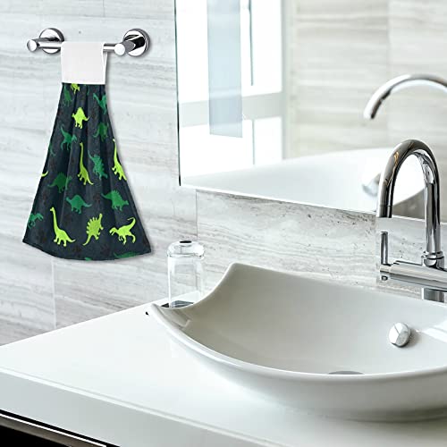 **Green Dinosaur & Black Cat Paws Kitchen Towels - 2-Pack Super Absorbent Hanging Hand Towels with Loops for Oven, Dish Drying, Tea Bar & Bathroom**    *(Use for kitchen, bathroom, bar, or as a stylish decorative hand towel!)*