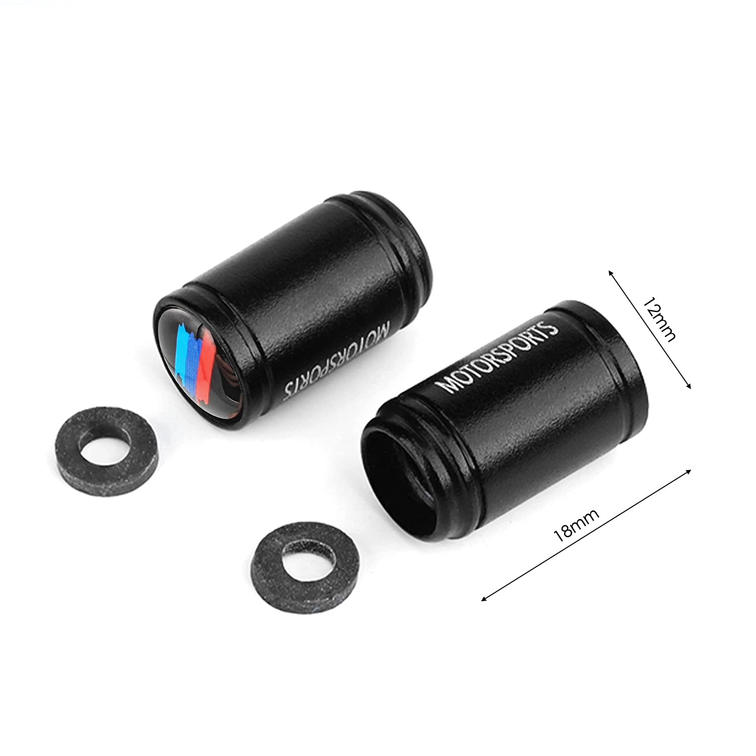 BMW 1 2 3 4 5 6 7 Series Wheel Tire Valve Stem Caps - Black (4 Pack) | Durable Metal Air Valve Caps for Car, SUV, Truck | Weatherproof & Rustproof Accessories for All-Season Protection