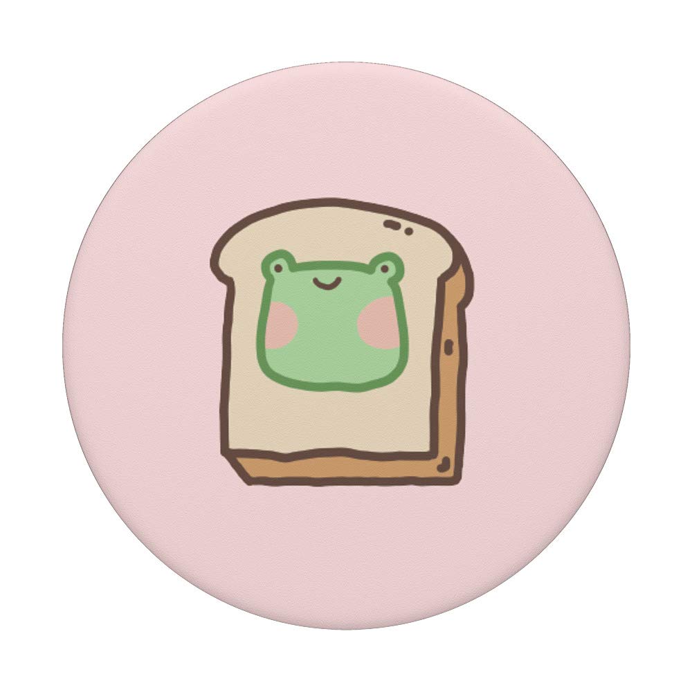 Funny Frog Milk Toast Cute Kawaii Aesthetic PopSockets PopGrip - Swappable Phone Grip for iPhone, Samsung & Tablets - Perfect for School, Work & Travel Accessories